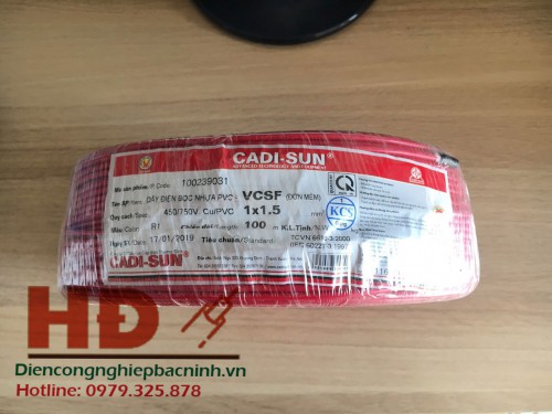 Dây điện đơn mềm (Cu/PVC) VCSF 1x1.5mm cadisun