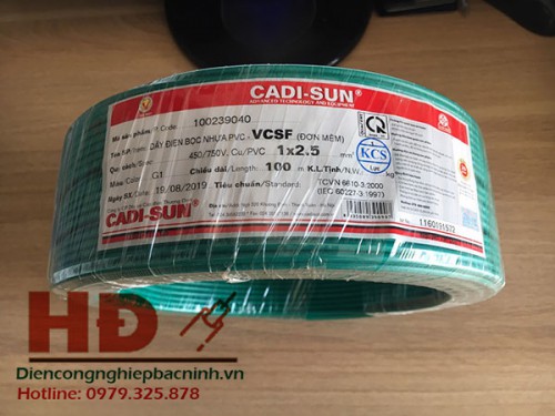 Dây Điện Đơn Mềm (Cu/PVC) VCSF 1x2,5 Cadisun