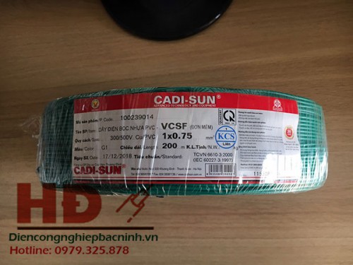 Dây Điện Đơn Mềm (Cu/PVC) VCSF 1x0,75 CADISUN