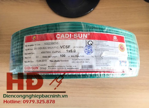 Dây Điện Đơn Mềm (Cu/PVC) VCSF 1x6.0 CADISUN
